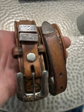 VTG  Don Ricardo STERLING SILVER 10k Gold 4 Piece Ranger Buckle Leather Belt