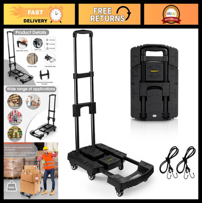 Heavy Duty Folding Hand Truck 500lbs, Portable Dolly Cart, 6 Wheels Trolley for