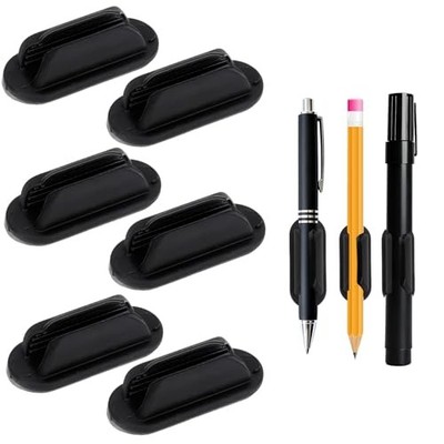 Adhesive Pencil Holder for Desk, 6 PCS Silicone Pen Holder for Classroom Black