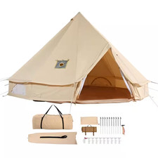 Canvas Bell Tent 4 Seasons 3 M/9.8Ft Yurt Tent Canvas Tent for Camping with Stov