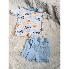Bluey White And Blue Short Sleeve And Shorts Pajama Set Toddler Size 2T