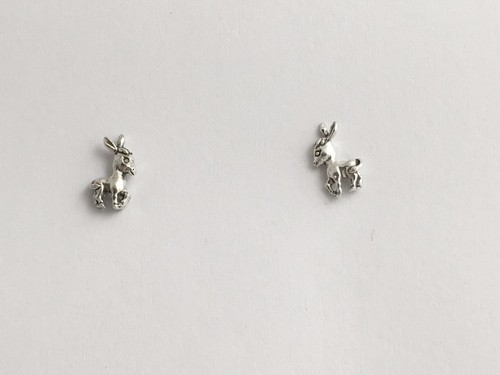 Sterling Silver & Surgical Steel tiny donkey stud earrings-burro, donkeys, mule