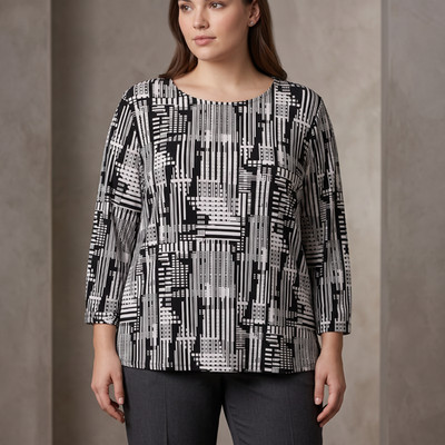 JM Collection Monochrome Linear Top 90s Downtown Girl Minimalist Office Siren 2X