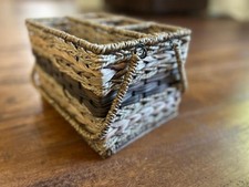 Woven Multi-Compartment Storage Basket with Handle