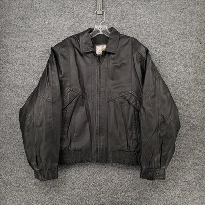 Gino Leather Jacket Men L Large Black Euro Style Fundamental Fashion Bomber Moto