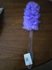 Back Sponge Scrubber Shower Body Brush with Loofah Mesh 17" Plastic Long Handle