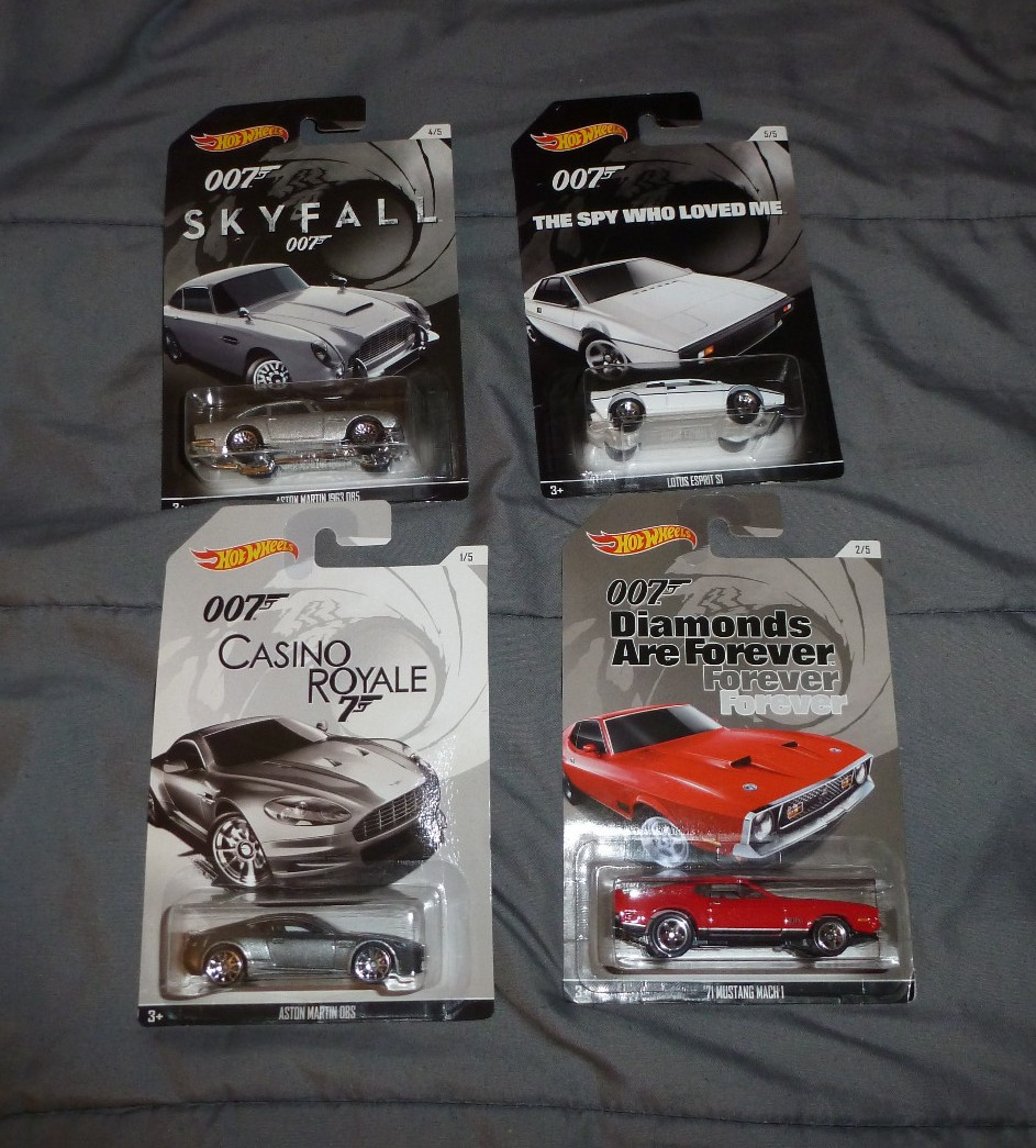 Lot of 4Hot Wheels Bond 007 Diamonds,Skyfall,Spy Who Loved Me, Casino Royale