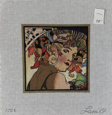 Lani / Beautiful Woman with flowers HandPainted Needlepoint 18ct 6 x 6" 770-E