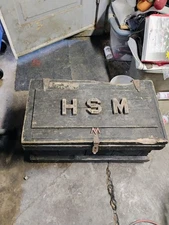 Antique Primitive Wood Tool Chest Trunk McCauliff Bros Auto Livery Ashtabula OH