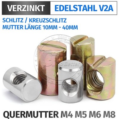 Quermutter M4 M5 M6 M8 Quermutterbolzen Zylinder Mittelgewinde für Bett Möbel