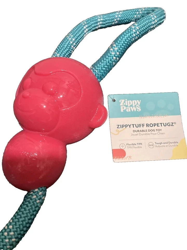 ZippyPaws - RopeTugz Pink Dog Toy - Durable For Tug of War - Image 4 of 4