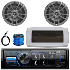 JVC KD-X560BT Single-DIN Marine Radio W/White Cover, 2x 6.5" 180W Max Speakers