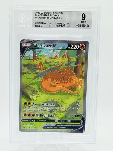 PSA 9 MINT Charizard V SWSH260 FULL ART HOLO PROMO Pokemon Card