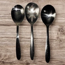 Imperial Stainless USA Serving Spoons Lot of 3 – Teardrop Modern Smooth Silver