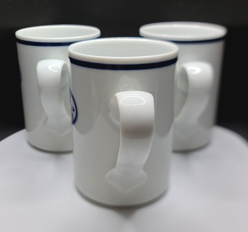Set of 3 Dansk Logo Bistro Christianshavn Blue Stripe Coffee Tea Mugs Cups Japan - Picture 3 of 8