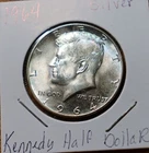 1964 Kennedy Half Dollar Uncirculated 90% Silver Coin Brilliantly Uncirculated