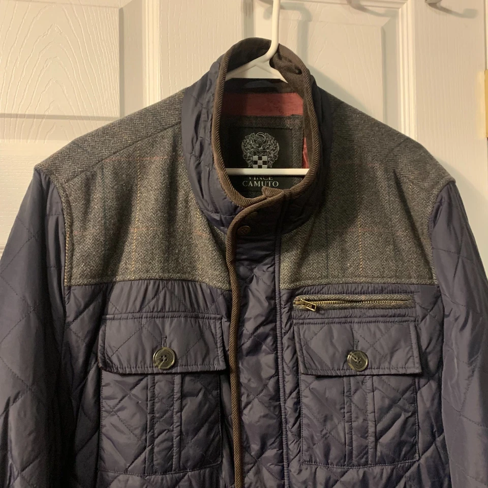 Chaqueta de Granero Acolchada Vince Camuto Para Hombre Talla XL Azul Marino Nylon Preppy Exterior Foto 3 de 4