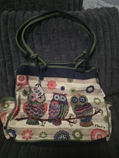 Paul Brent-Triple Owl-Canvas~ Surf ~n~ Sand ~Tote Bag-. Nice Condition!