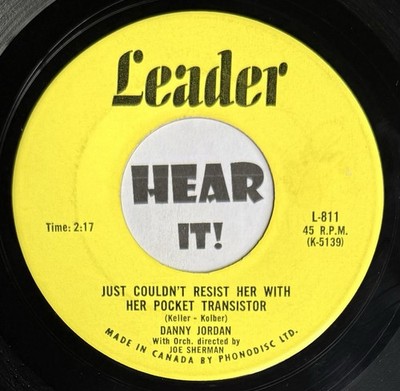 Teen Rocker / Ballad 45 DANNY JORDAN Just Couldn't Resist Her LEADER Canada hear