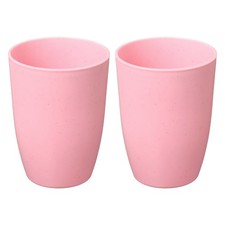 2Pcs Simple Toothbrush Cup 3 x 3 x 4.1" Bathroom Tumbler Light Pink