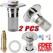 2-Pack Pop-Up Sink Stopper with Hair Catcher Drain Strainer Filter Plug