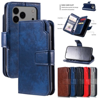 For iPhone 17E 16 15 14 13 12 11 Pro Max Magnetic Case Leather Wallet Flip Cover