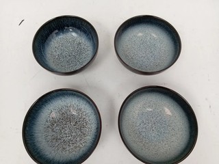 Denby Halo Cereal Bowl Set x4 Grey/Black Tableware Stoneware Decorative 16cm