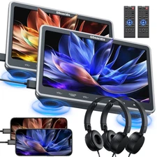 2x10.1" Portable DVD Player Car Headrest Monitor HDMI USB Region Free AV-IN OUT