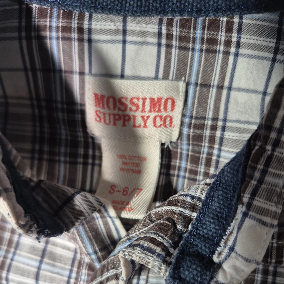 Mossimo Supply Co.  Camisa de manga larga con botones de perlas a cuadros para niños S marrón/bronceado Foto 3 de 4