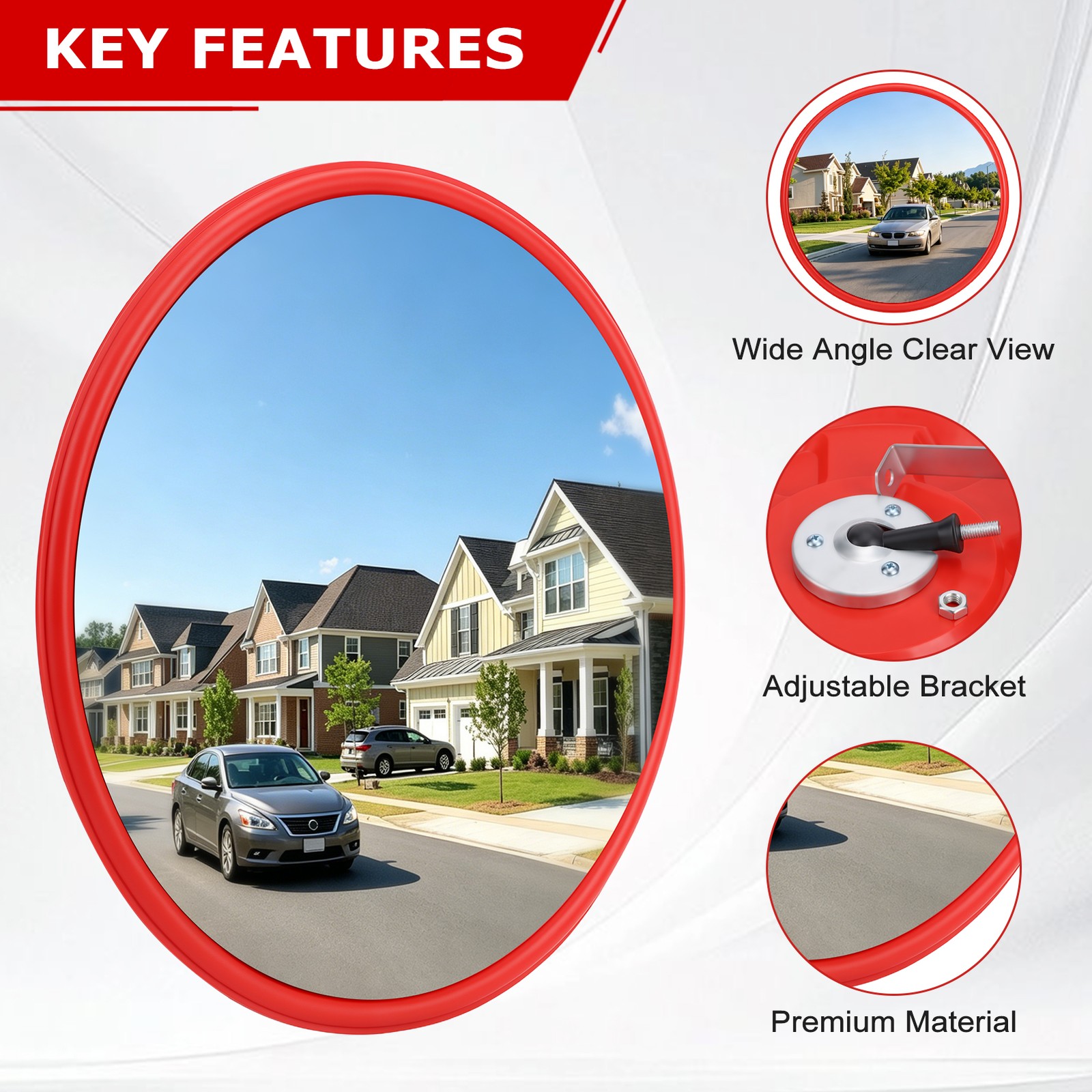 30cm/12in Safety Mirror Convex Mirror Traffic Mirror Safety Mirror for Driveway