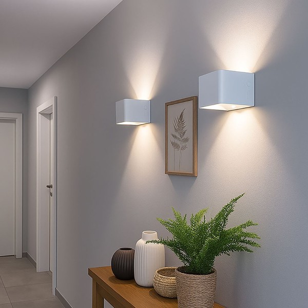 Wandleuchte Wandlampe Bewegungsmelder Led Akkuleuchte Lichtkegel Verstellbar 2X-image