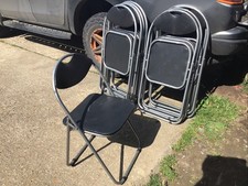 9 X Harbour Housewares Metal Frame Folding Chairs Upholstered In Black Pvc