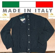 IL GRANCHIO CARDIGAN GIACCA MAGLIONE UOMO ZIP LUNGA E BOTTONI MISTO LANA ITALY