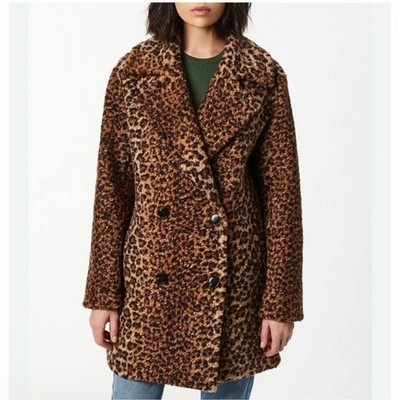 Bernardo animal print double breasted Boucle coat large