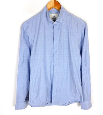 Chemise homme SCOTCH & SODA taille S coupe régulière bleue à pois col écarté ... - Photo 1/4