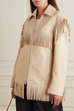 Stella McCartney Altermat Fringe Jacket Oat Vegan Leather Western Size 40 NWT