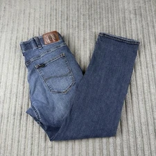 Lee Jeans Mens 34x30 Straight Tapered Extreme Motion Stretch Performance Blue