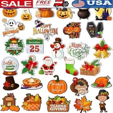Holiday Magnet Set 30 Pieces Thanksgiving Halloween Christmas Home Decoration US
