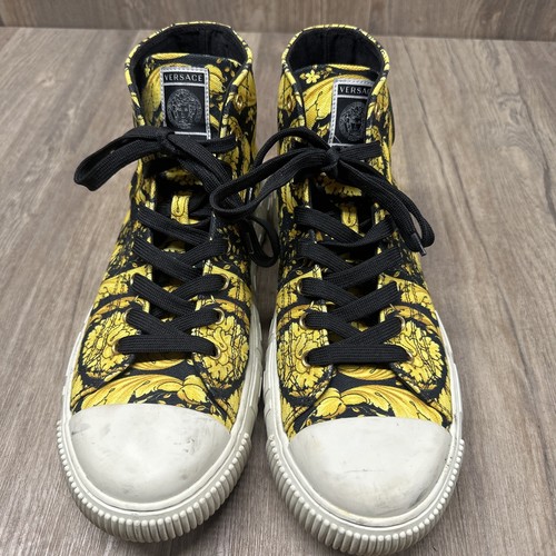 Versace Canvas BAROCCO Print Nero Oro Black Gold Mens Size 9 (42 EU) - Picture 5 of 12