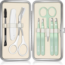 Tweezers for Women, 8 in 1 Eyebrow Kit with Tweezers, Trimmer, Scissor, Razor, B