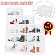 NEW 6/9/12PCS Shoe Storage Shoe Boxes Clear Plastic Stackable Shoe Organizer