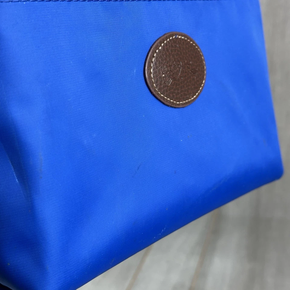 Longchamp Cosmetic Travel Bag Pouch Blue Zip Closure Gold Charm - Image 2 of 4
