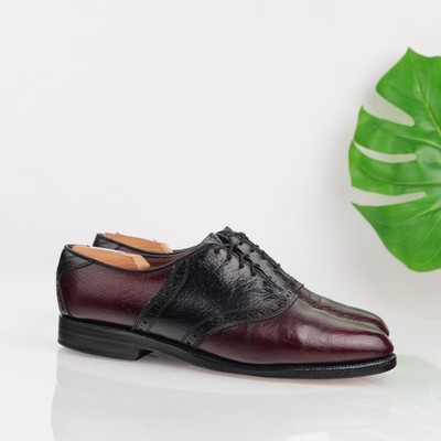 Allen Edmonds Mens Polo Saddle Oxford Size 9.5 D Black Burgundy Bison Dress Shoe