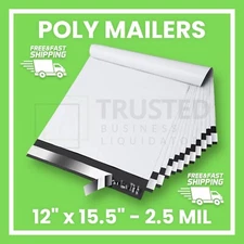 Poly Mailers Shipping Packaging Self Seal Bags 12"x15.5" 2.5 Mil Thick Durable