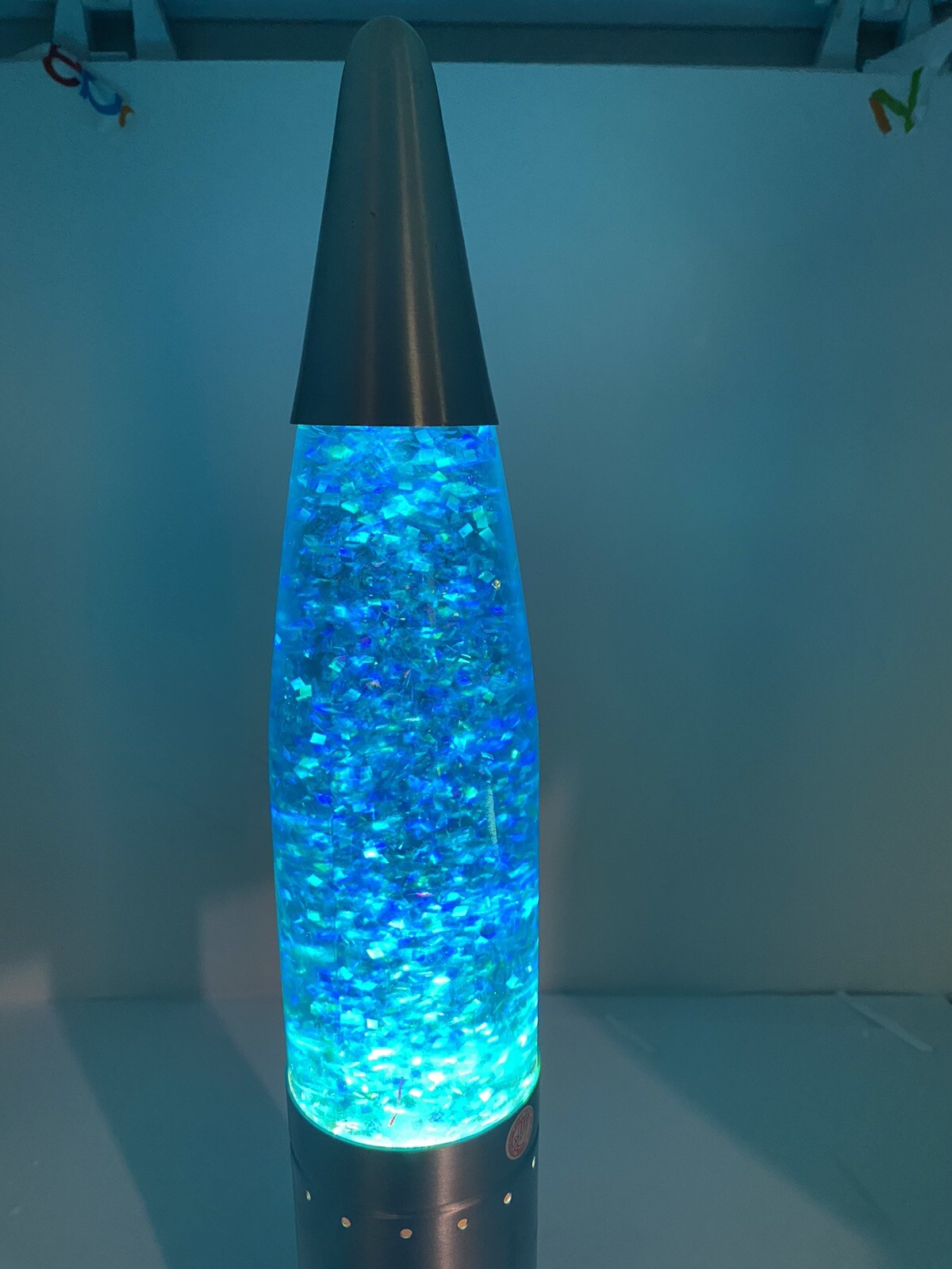 Vintage PLIABLE ART 102L GREEN GLITTER LAVA LAMP SILVER BULLET ROCKET