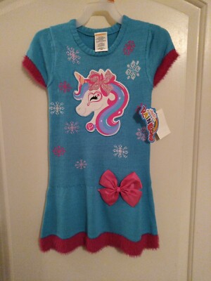 Girls Size XS 4/5 Sweater Dress Nickelodeon's jojo Siwa blue/Pink - Main Image