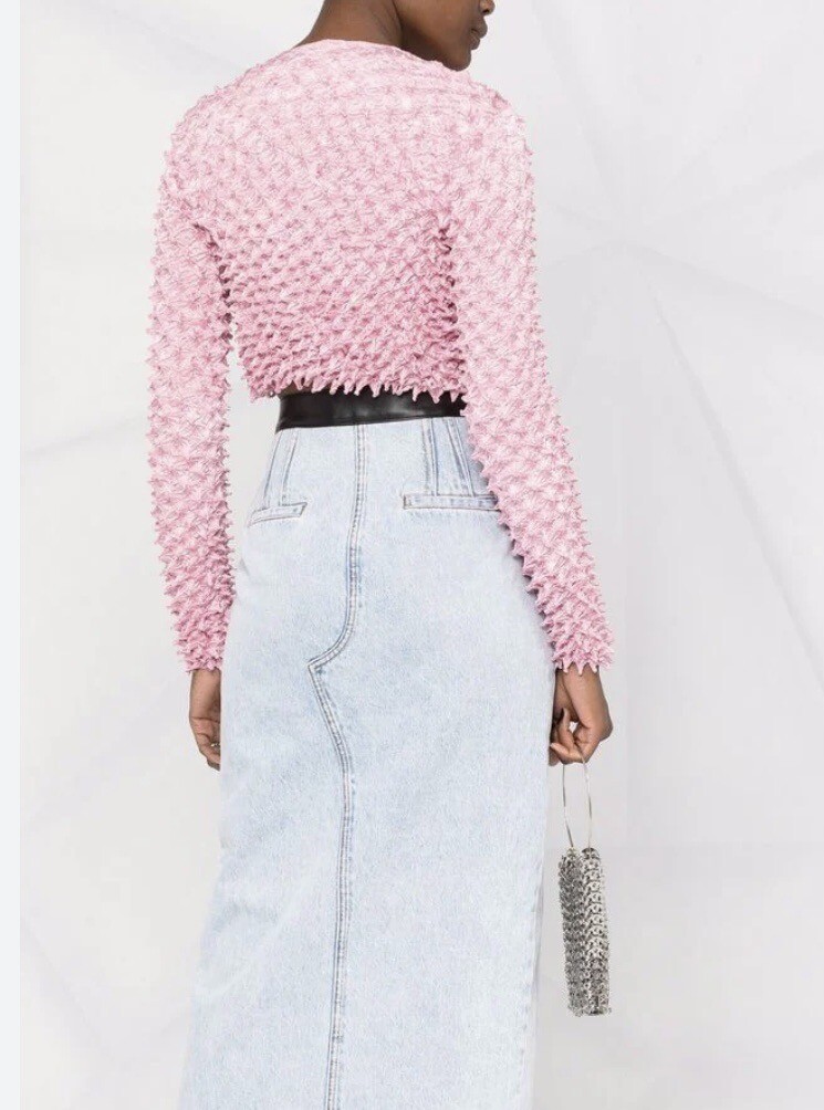 トップス andwang Puff sleeve cardigan Alexander Wang Cropped Snap Front Shibori Cardigan Satin