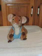 Vintage 1981 Dakin MERRY MOUSE Book 8.5" Plush Priscilla Hillman Blue Overalls