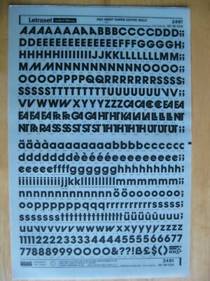 .1 x Letraset Upp/Low Case/Num AVANT GARDE GOTHIC BOLD 36pt 10,9mm Bogen 2481 `