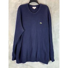LACOSTE Men's Navy Blue Crewneck Classic-Fit Ribbed Long-Sleeve Sweater SZ 3XL